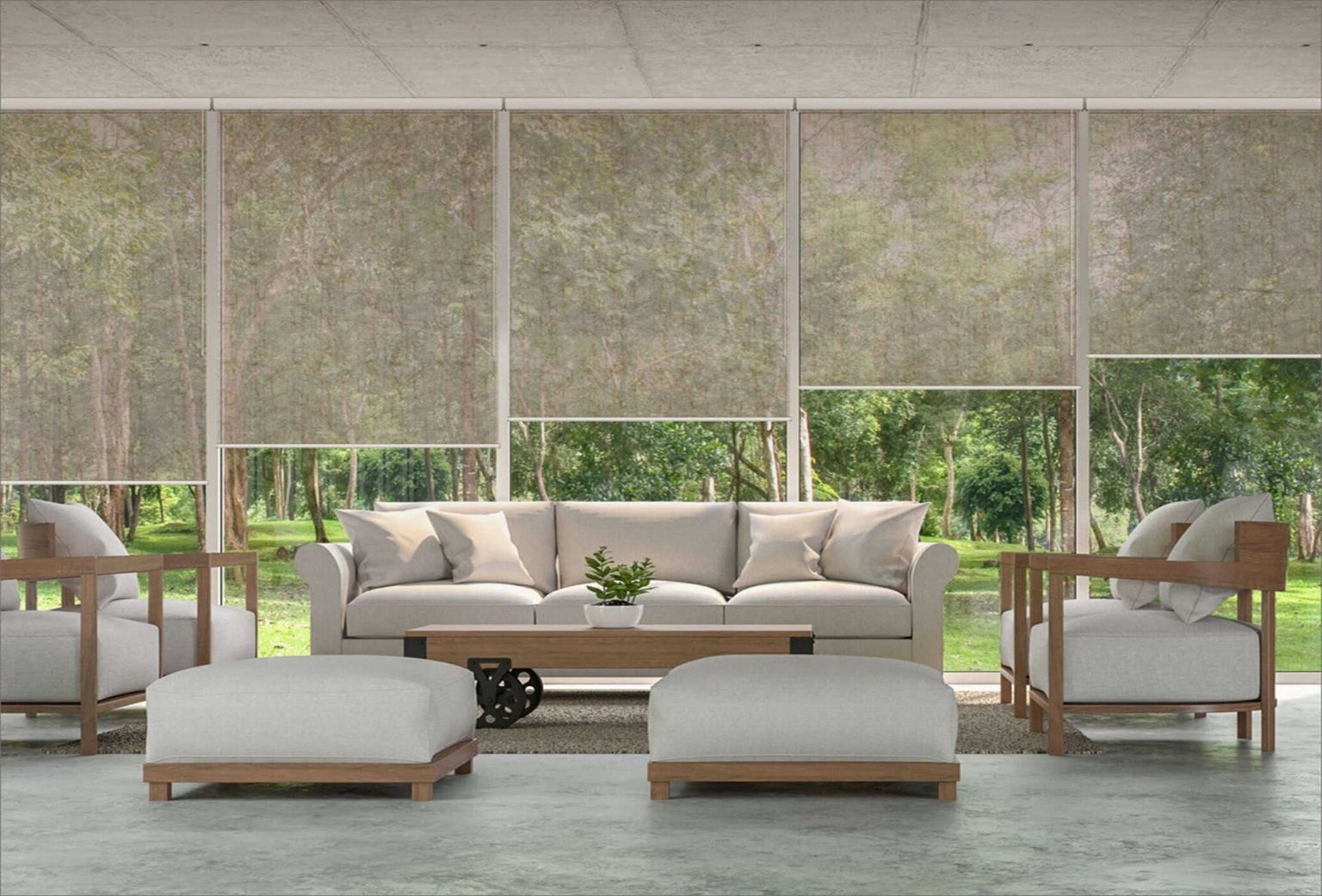 Persiana enrollable para sala de casa campestre en Medellín - Estilo y protección solar.