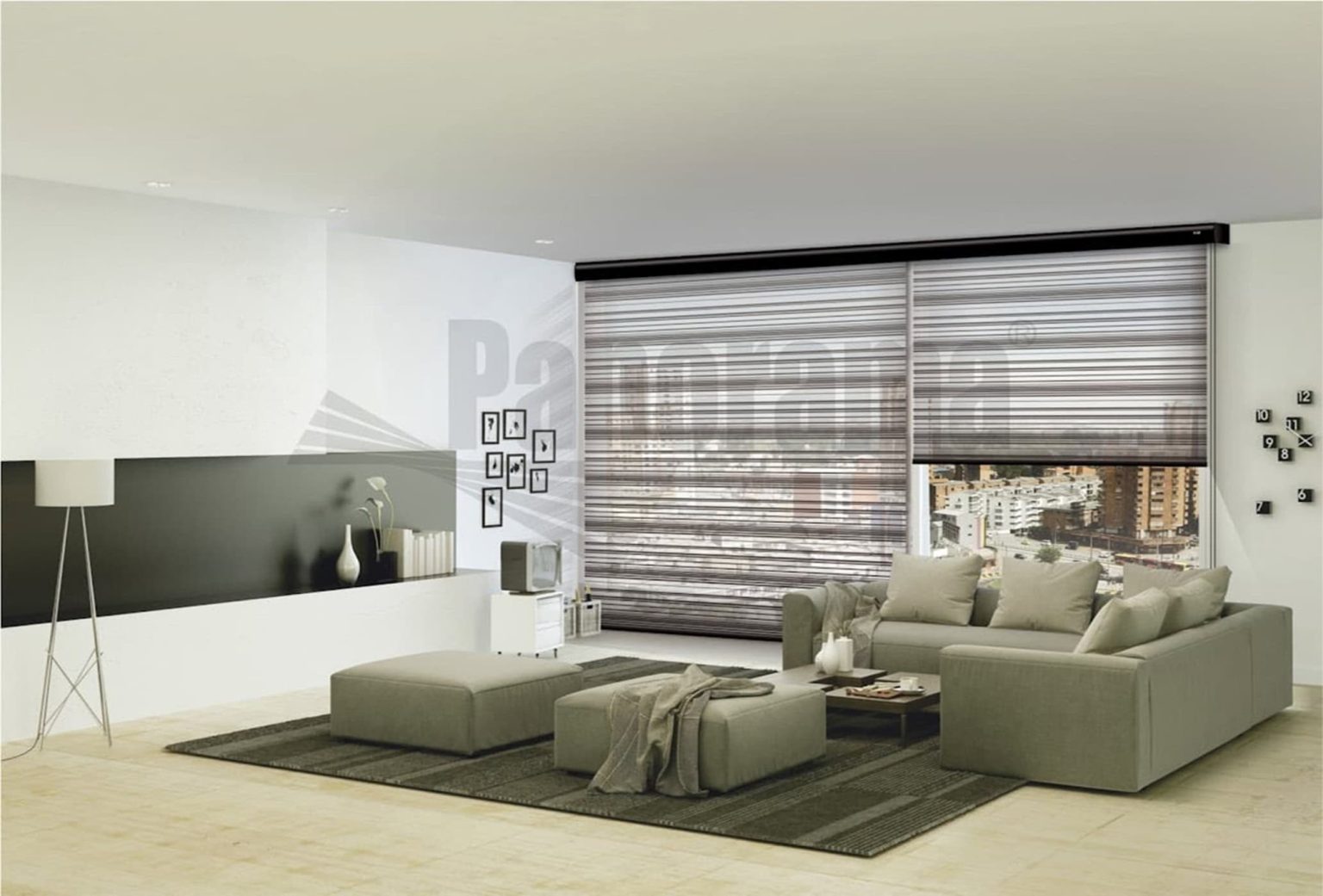 Cortina enrollable moderna para sala de apartamento en Medellín.